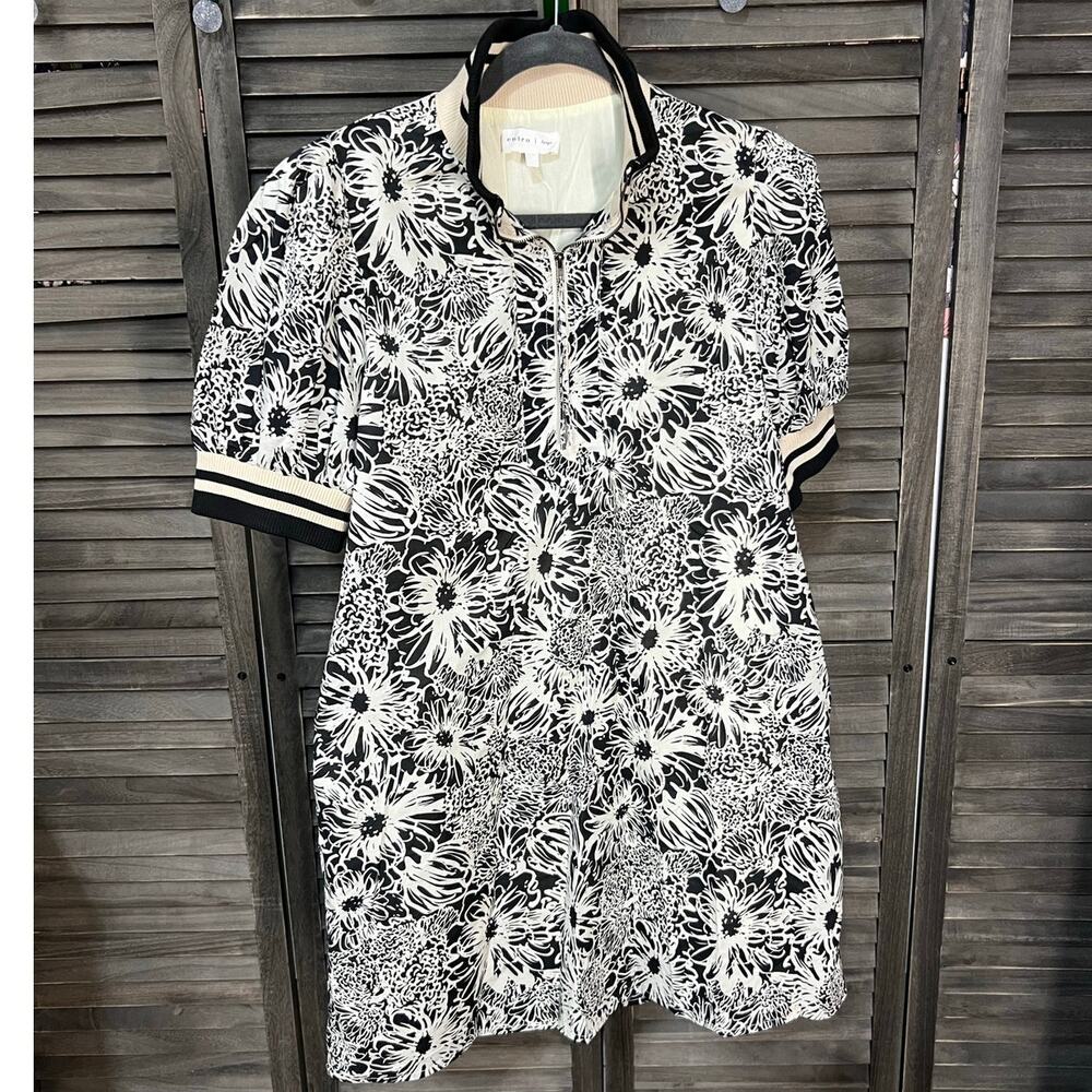 Entro Floral Puff Sleeve Dress Large Pockets Boutique Mini NWOT - Picture 2 of 10